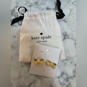 Kate Spade Moon River Bow Earrings Opal Glitter Studs - New in Pouch